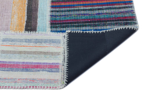 Teselya 22488 Patchwork Striped Wool Handmade Area Rug 5'3" x 7'3"