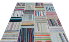 Teselya 22488 Patchwork Striped Wool Handmade Area Rug 5'3" x 7'3"