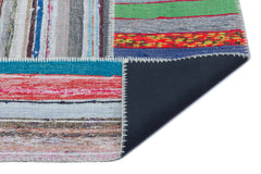 Teselya 22489 Patchwork Striped Wool Handmade Area Rug 5'3" x 7'3"