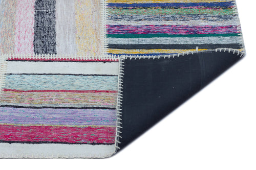 Teselya 22490 Patchwork Striped Wool Handmade Area Rug 5'3" x 7'3"