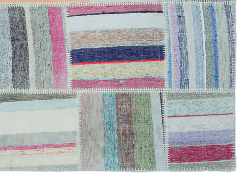 Teselya 22490 Patchwork Striped Wool Handmade Area Rug 5'3" x 7'3"