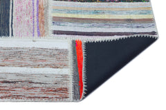 Teselya 22491 Patchwork Striped Wool Handmade Area Rug 5'3" x 7'7"