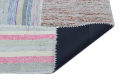 Teselya 22494 Patchwork Striped Wool Handmade Area Rug 5'3" x 7'7"