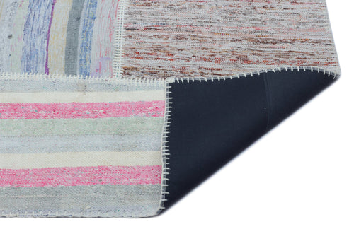 Teselya 22494 Patchwork Striped Wool Handmade Area Rug 5'3" x 7'7"