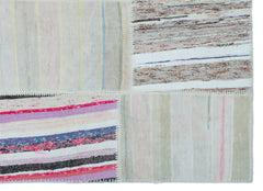 Teselya 22494 Patchwork Striped Wool Handmade Area Rug 5'3" x 7'7"