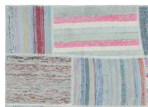 Teselya 22494 Patchwork Striped Wool Handmade Area Rug 5'3" x 7'7"