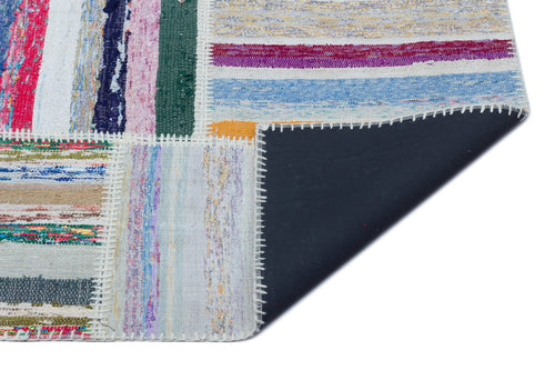 Teselya 22495 Beige Striped Wool Handmade Area Rug 5'3" x 7'7"