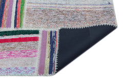 Teselya 22496 Patchwork Striped Wool Handmade Area Rug 5'3" x 7'7"