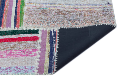 Teselya 22496 Patchwork Striped Wool Handmade Area Rug 5'3" x 7'7"