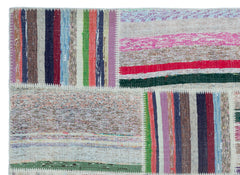 Teselya 22496 Patchwork Striped Wool Handmade Area Rug 5'3" x 7'7"