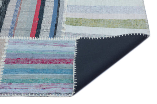 Teselya 22497 Patchwork Striped Wool Handmade Area Rug 5'3" x 7'7"