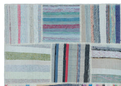 Teselya 22497 Patchwork Striped Wool Handmade Area Rug 5'3" x 7'7"