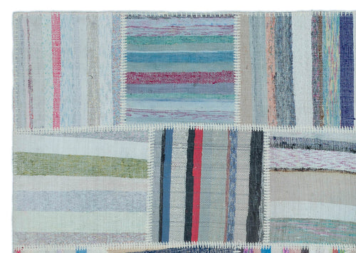 Teselya 22497 Patchwork Striped Wool Handmade Area Rug 5'3" x 7'7"