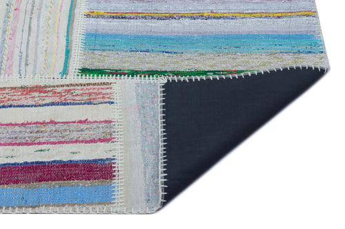 Teselya 22498 Patchwork Striped Wool Handmade Area Rug 5'3" x 7'7"