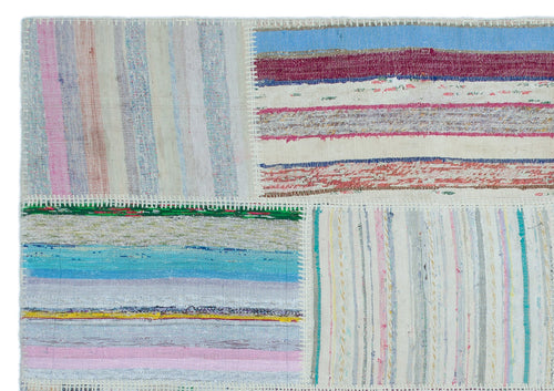 Teselya 22498 Patchwork Striped Wool Handmade Area Rug 5'3" x 7'7"