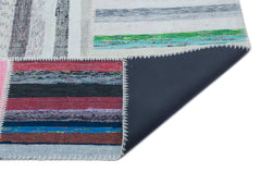 Teselya 22499 Patchwork Striped Wool Handmade Area Rug 5'3" x 7'7"