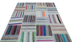 Teselya 22499 Patchwork Striped Wool Handmade Area Rug 5'3" x 7'7"