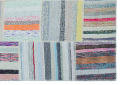 Teselya 22499 Patchwork Striped Wool Handmade Area Rug 5'3" x 7'7"