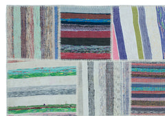 Teselya 22499 Patchwork Striped Wool Handmade Area Rug 5'3" x 7'7"
