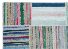 Teselya 22501 Patchwork Striped Wool Handmade Area Rug 5'3" x 7'7"