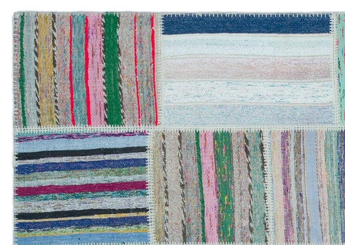 Teselya 22501 Patchwork Striped Wool Handmade Area Rug 5'3" x 7'7"