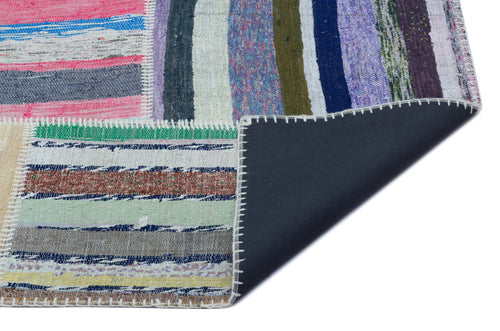 Teselya 22503 Patchwork Striped Wool Handmade Area Rug 5'3" x 7'7"