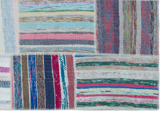 Teselya 22503 Patchwork Striped Wool Handmade Area Rug 5'3" x 7'7"