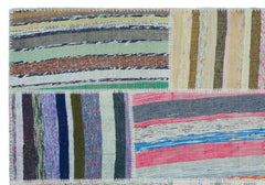 Teselya 22503 Patchwork Striped Wool Handmade Area Rug 5'3" x 7'7"