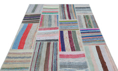 Teselya 22504 Beige Striped Wool Handmade Area Rug 5'3" x 7'7"