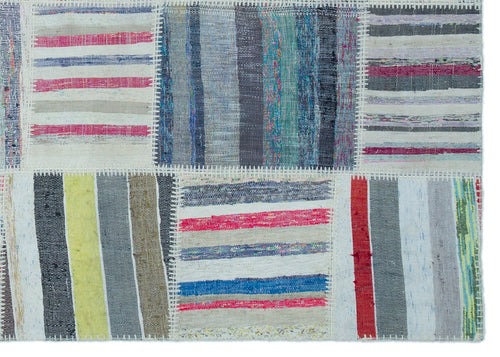 Teselya 22506 Multy Striped Wool Handmade Area Rug 5'3" x 7'5"