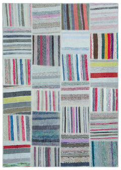 Teselya 22506 Multy Striped Wool Handmade Area Rug 5'3" x 7'5"