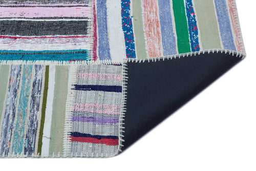 Teselya 22507 Patchwork Striped Wool Handmade Area Rug 5'3" x 7'7"