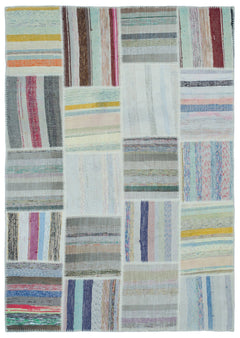 Teselya 22509 Multy Striped Wool Handmade Area Rug 5'3" x 7'5"