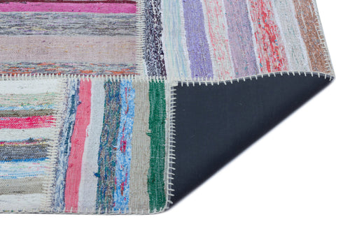 Teselya 22511 Patchwork Striped Wool Handmade Area Rug 5'3" x 7'7"