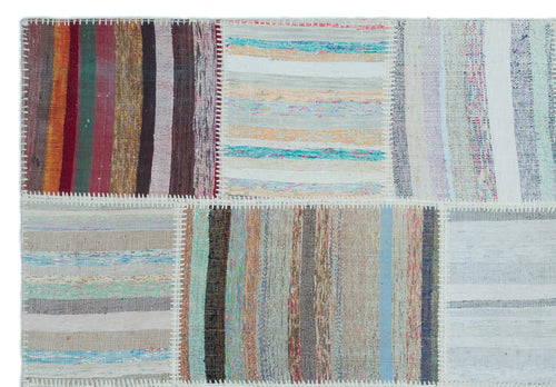 Teselya 22513 Beige Striped Wool Handmade Area Rug 5'3" x 7'7"