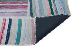 Teselya 22514 Patchwork Striped Wool Handmade Area Rug 5'3" x 7'7"