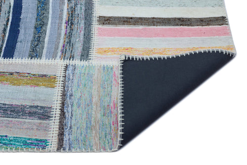 Teselya 22516 Patchwork Striped Wool Handmade Area Rug 5'3" x 7'7"