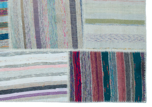 Teselya 22516 Patchwork Striped Wool Handmade Area Rug 5'3" x 7'7"