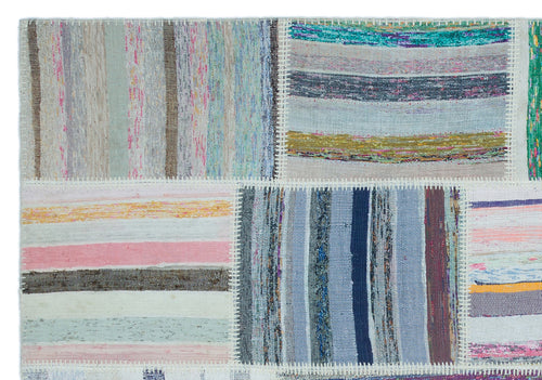 Teselya 22516 Patchwork Striped Wool Handmade Area Rug 5'3" x 7'7"