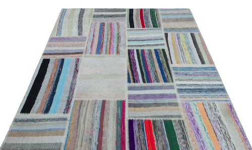 Teselya 22518 Multy Striped Wool Handmade Area Rug 5'3" x 7'6"