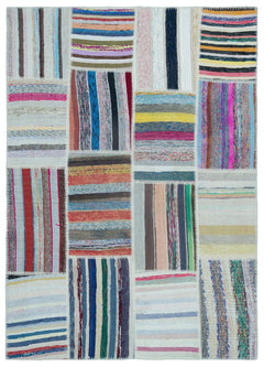 Teselya 22519 Multy Striped Wool Handmade Area Rug 5'3" x 7'5"