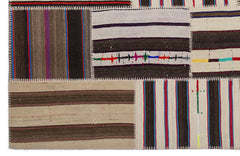 Teselya 2251 Patchwork Striped Wool Handmade Area Rug 5'3" x 7'7"