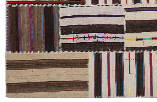Teselya 2251 Patchwork Striped Wool Handmade Area Rug 5'3" x 7'7"