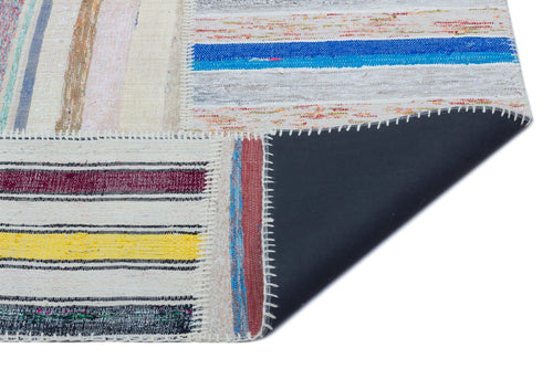 Teselya 22520 Patchwork Striped Wool Handmade Area Rug 5'3" x 7'4"