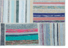 Teselya 22520 Patchwork Striped Wool Handmade Area Rug 5'3" x 7'4"