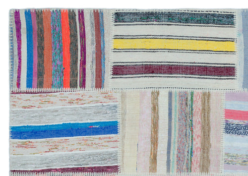 Teselya 22520 Patchwork Striped Wool Handmade Area Rug 5'3" x 7'4"