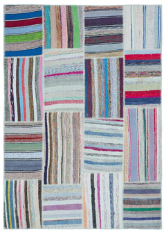 Teselya 22522 Multy Striped Wool Handmade Area Rug 5'3" x 7'5"