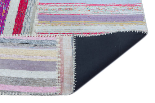 Teselya 22524 Beige Striped Wool Handmade Area Rug 5'3" x 7'7"