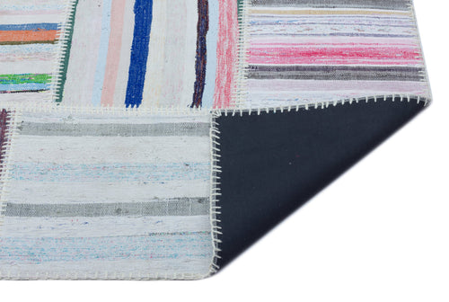 Teselya 22525 Patchwork Striped Wool Handmade Area Rug 5'3" x 7'7"