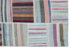 Teselya 22525 Patchwork Striped Wool Handmade Area Rug 5'3" x 7'7"